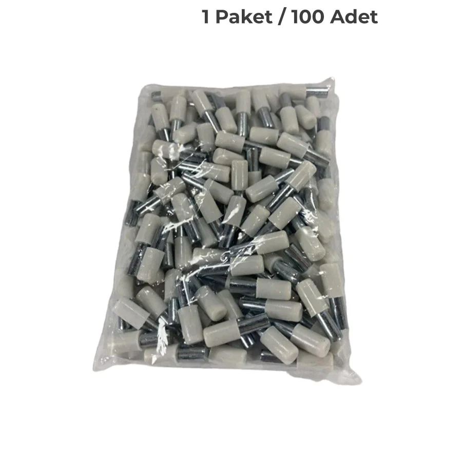 Plastik Başlı Metal Raf Pimi Beyaz Paket 100 Adet