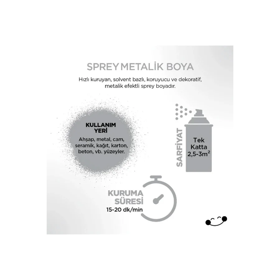 Polisan Metalik Parlak Gümüş Sprey Boya 400 ml