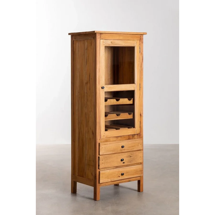 Retro Model Masif Ahşap Bar Dolabı, Büfe 60x155x40 Cm