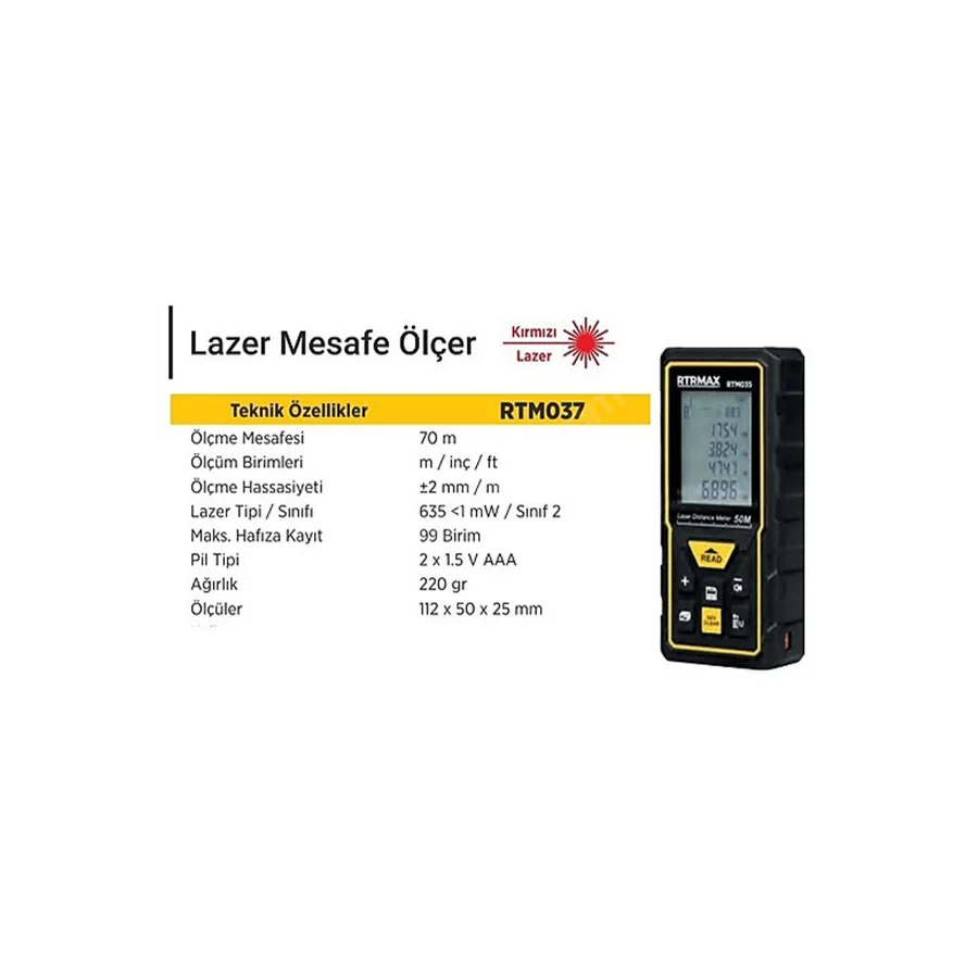 RTRMAX RTM037 Lazer Metre 70 Mt