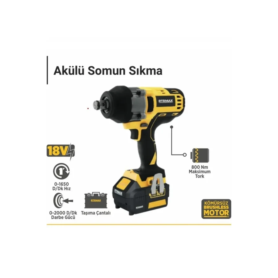 RTRMAX RTX2030 Şarjlı Somun Sıkma 800 Nm Tork