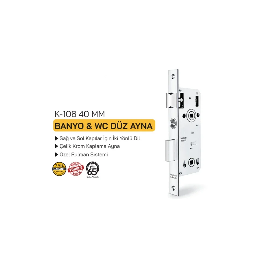 Şahsuvar K-106 WC Kapı Kilidi Düz Ayna 40 Mm