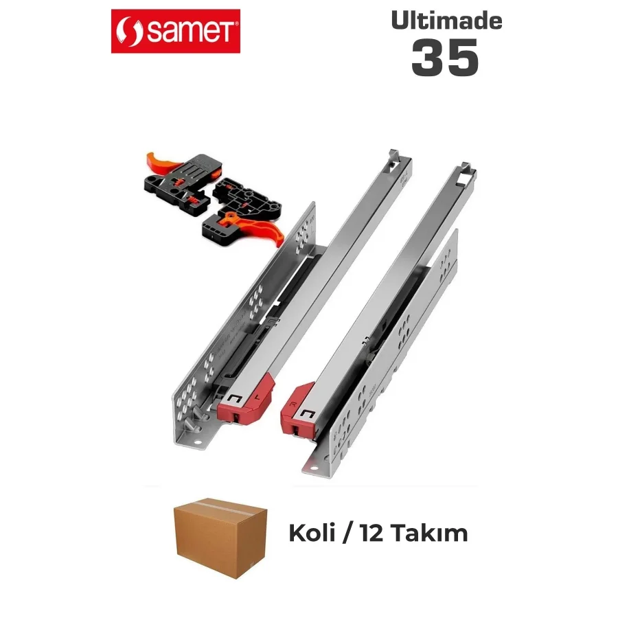 Samet Ultimade Tek Açılım Mandallı Ray 35 Cm Koli 12 Takım