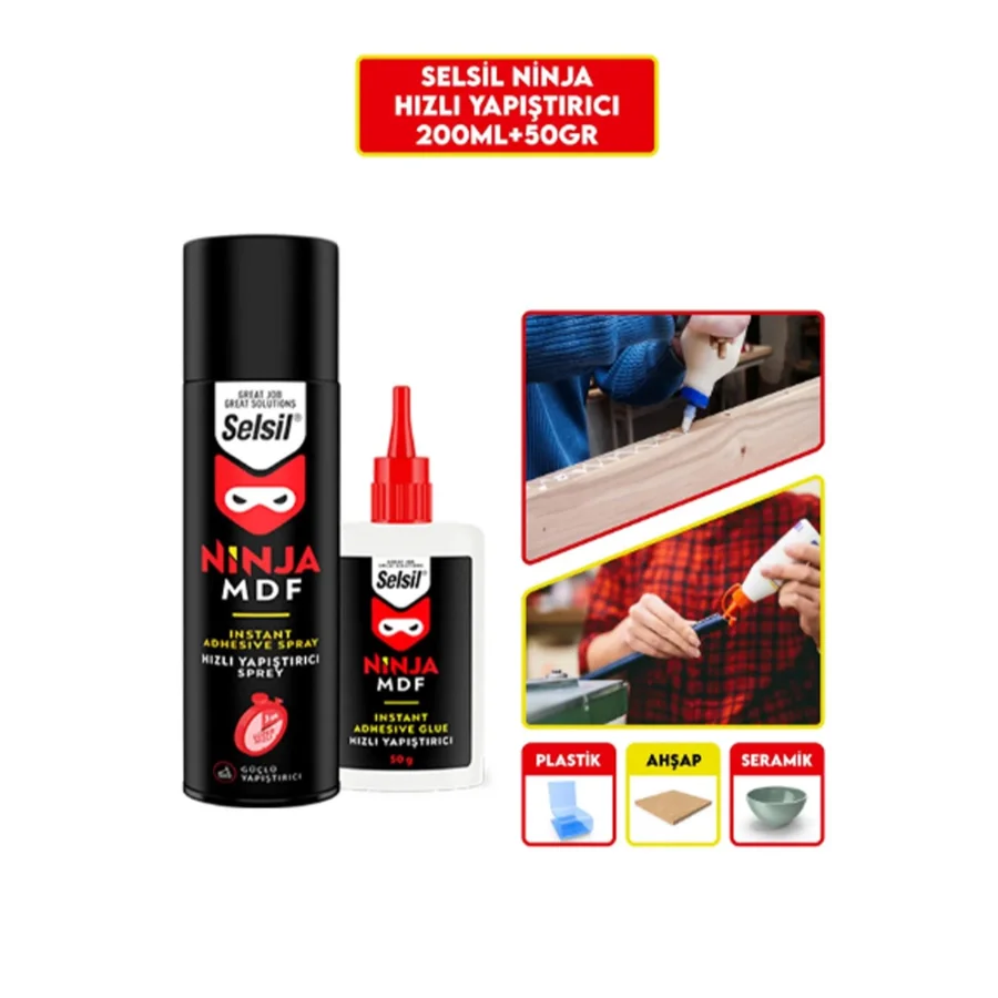 Selsil Ninja Mdf Hızlı Yapıştırıcı 200 Ml + 50 Gr
