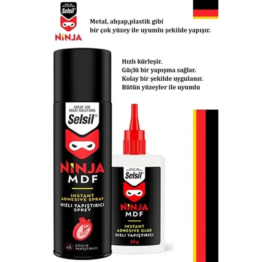 Selsil Ninja Mdf Hızlı Yapıştırıcı 200 Ml + 50 Gr