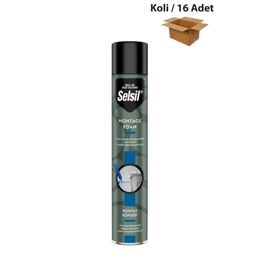 Selsil Poliüretan Köpük Dolgu Montaj Köpüğü 750 Gr Koli 16 Adet