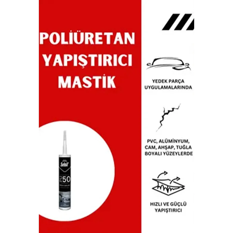 Selsil PU 50 Poliüretan Mastik Gri 280 Ml Koli 25 Adet