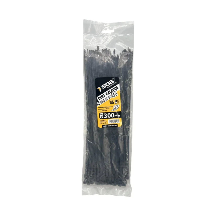 SGS Cırt Kelepçe Kablo Bağı Siyah 4,8x300