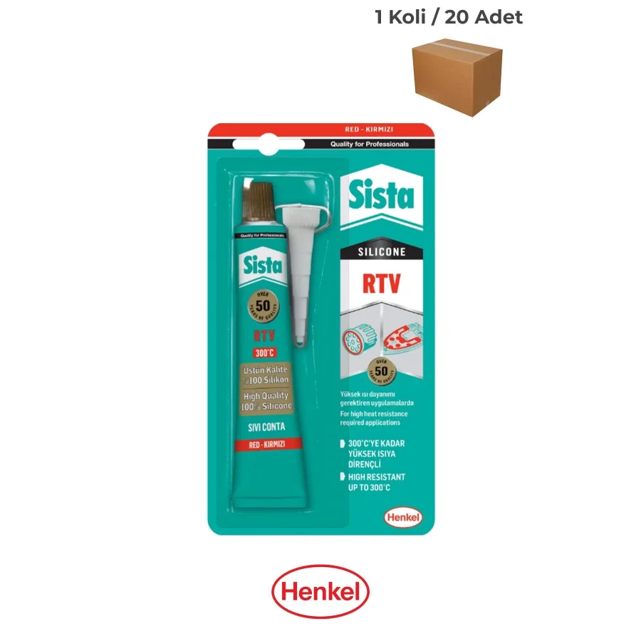 Sista RTV Kırmızı Sıvı Conta 50 Gr Koli 20 Adet