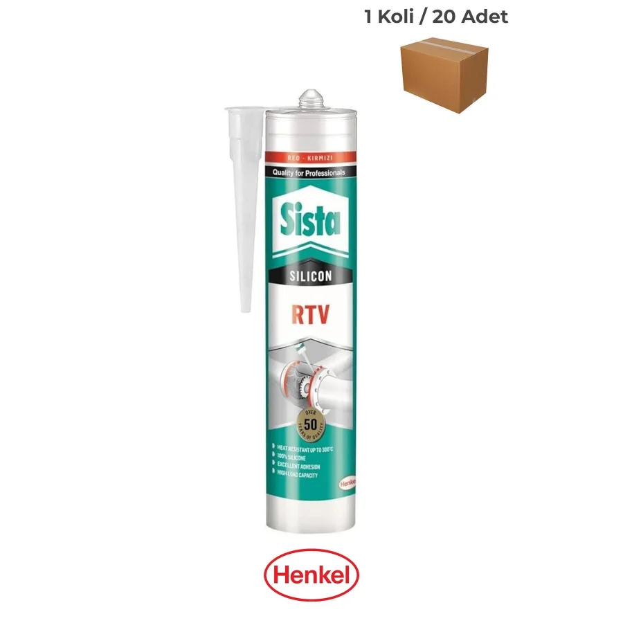 Sista RTV Silikon Kırmızı Sıvı Conta 310ml Koli 20 Adet