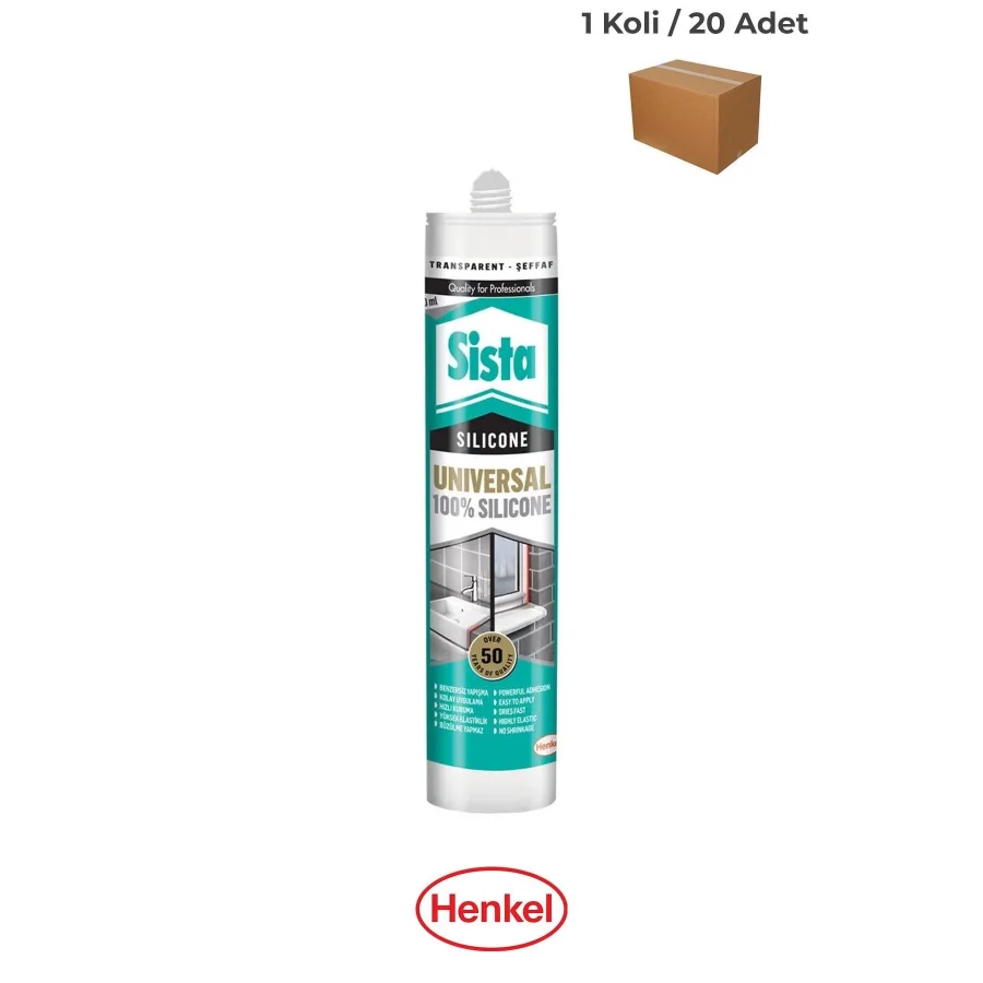 Sista Universal Silikon Şeffaf 280ml Koli 20 Adet