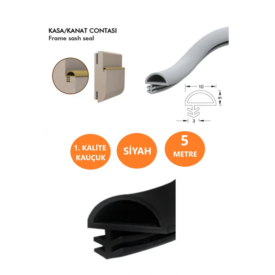 Siyah Ahşap Kapı Kasa Fitili Amerikan Kapı Kasa Fitili Bir Kapılık 5 Metre D Yandan Kapı Contası