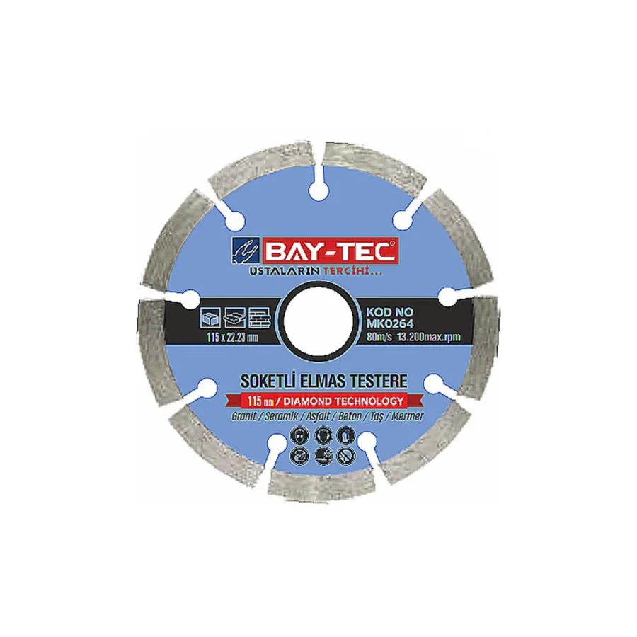 Soketli Elmas Testere 115MM Granit Mermer Seramik Asfalt Beton Kesme Testeresi