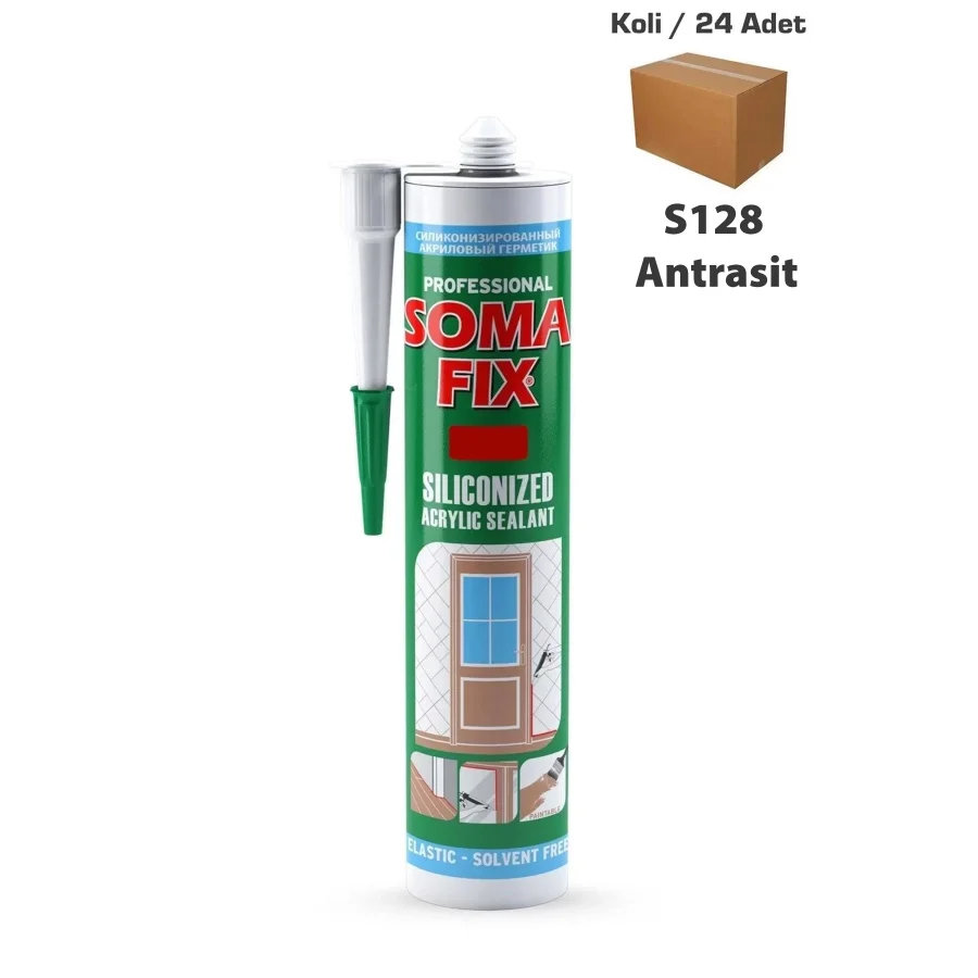 Somafix S128 Akrilik Silikonize Mastik Antrasit 310 Ml Koli 24 Adet