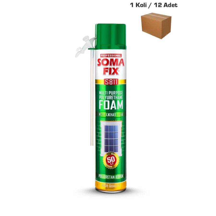Somafix S811 Poliüretan Köpük Dolgu Montaj Köpüğü 750 Ml Koli 12 Adet