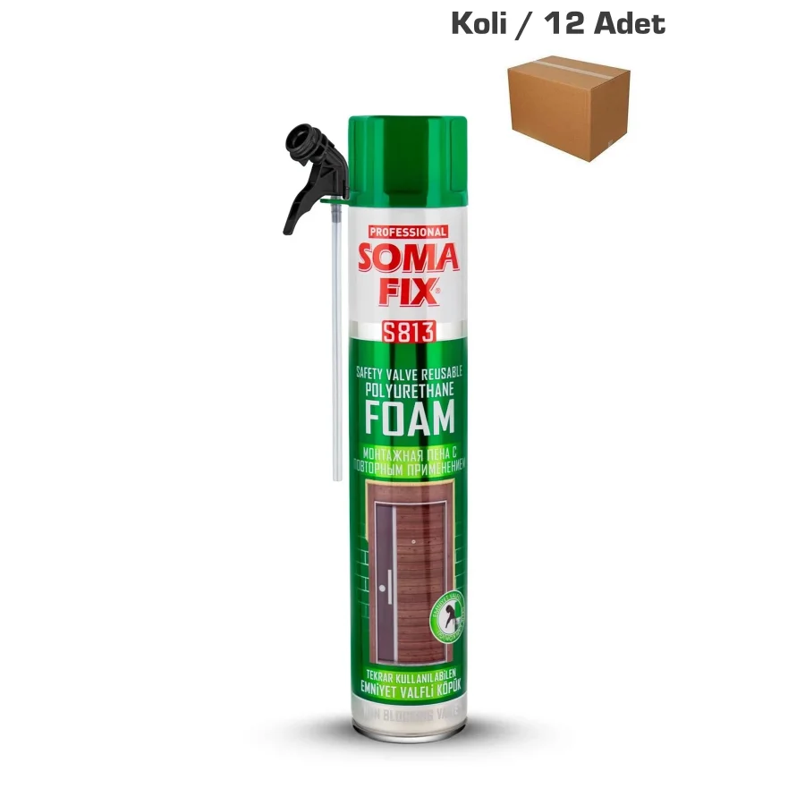 Somafix S813 Emniyet Valfli Poliüretan Köpük Koli 12 Adet