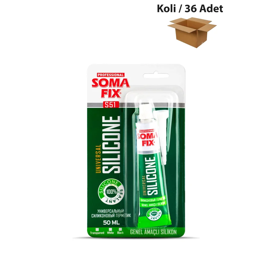 Somafix S50 Tüp Silikon Şeffaf 50ml Koli 36 Adet