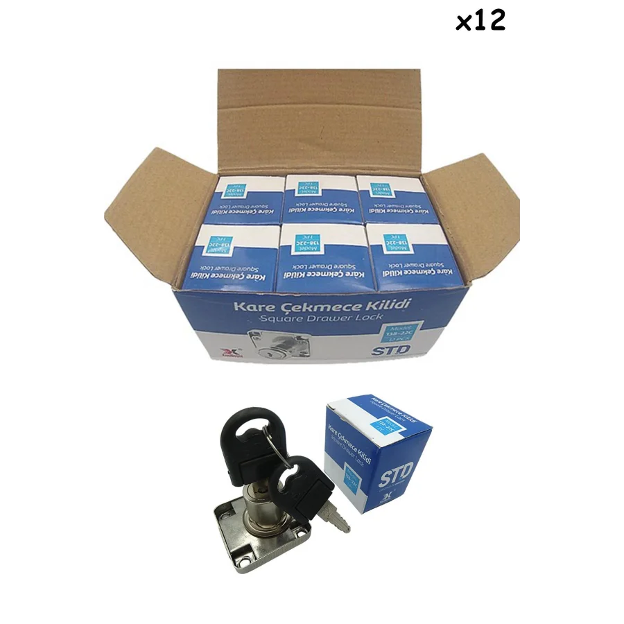 STD Katlanır Anahtarlı Kare Çekmece Kilidi Kapak Dolap Posta Kutusu Kilit 1 Kutu 12 Adet