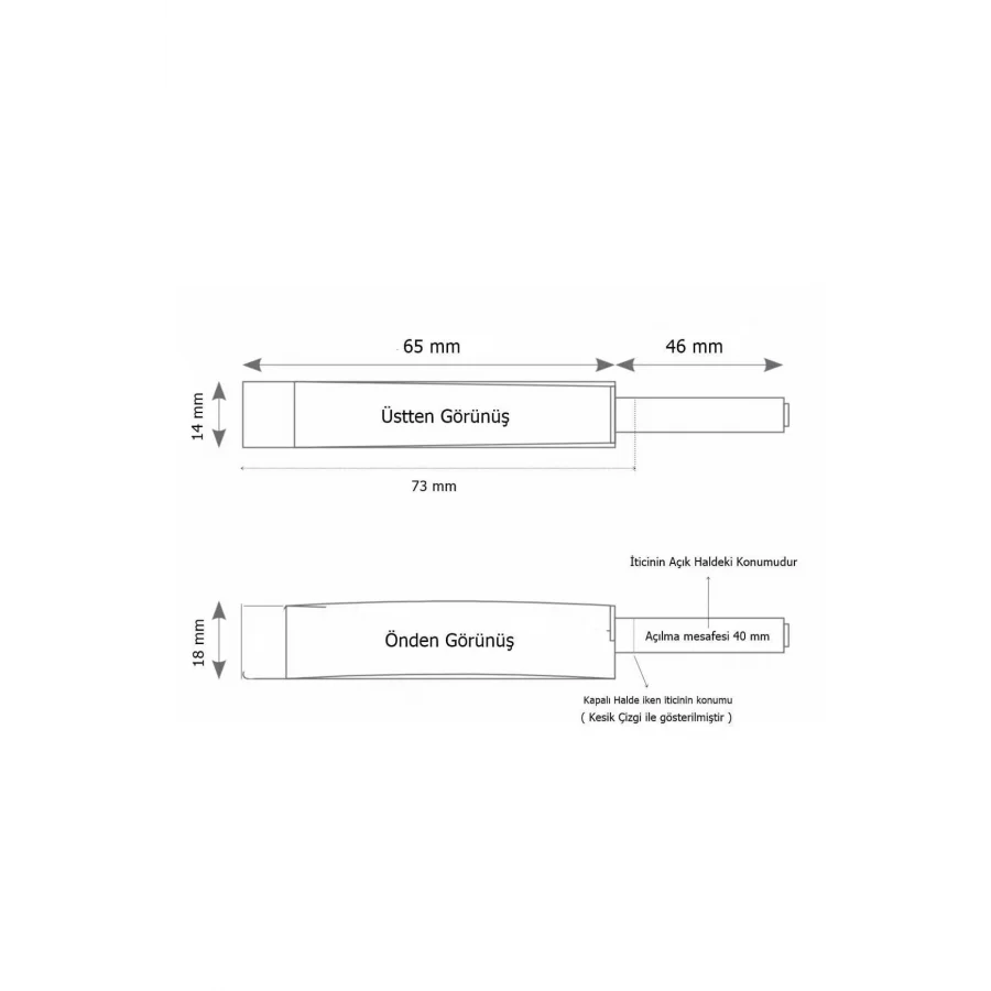 STD Mıknatıslı Bas Aç Kapak Itici Mekanizma Tipon Gri