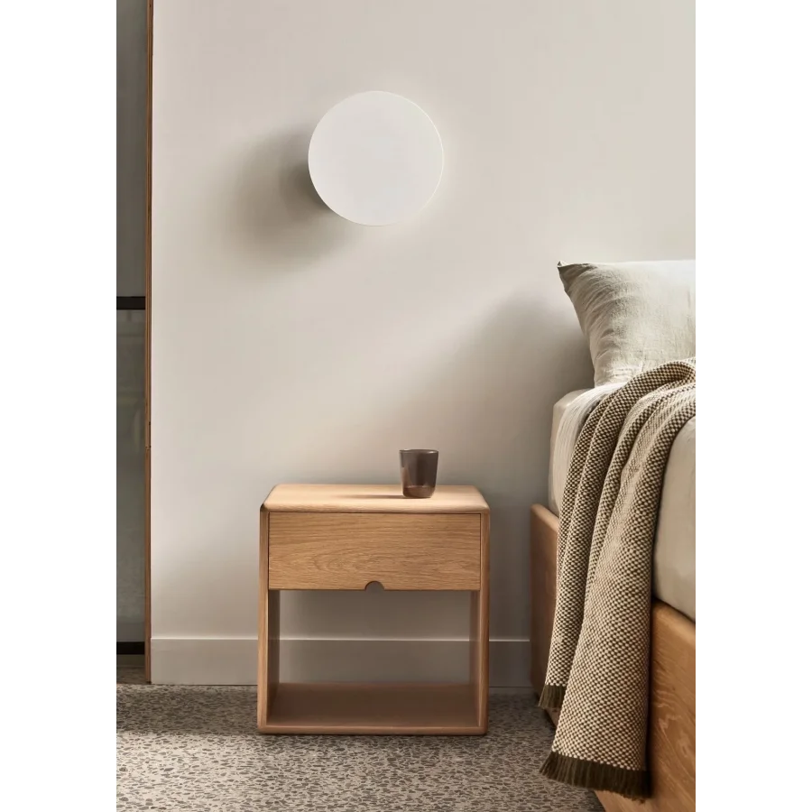 Tek Çekmeceli Geniş Raflı Ahşap Komodin 45x55x35 Cm