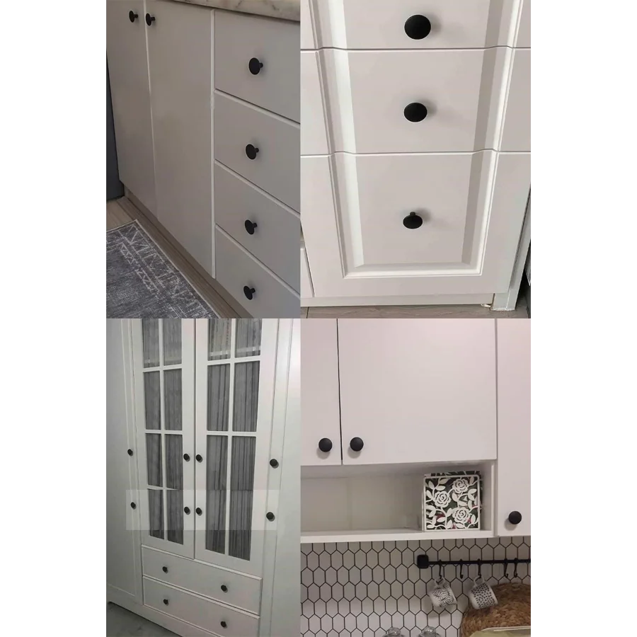 Tek Vidalı Mat Siyah Mantar Düğme Kulp Mobilya Dolap Kapak Çekmece Kulpu