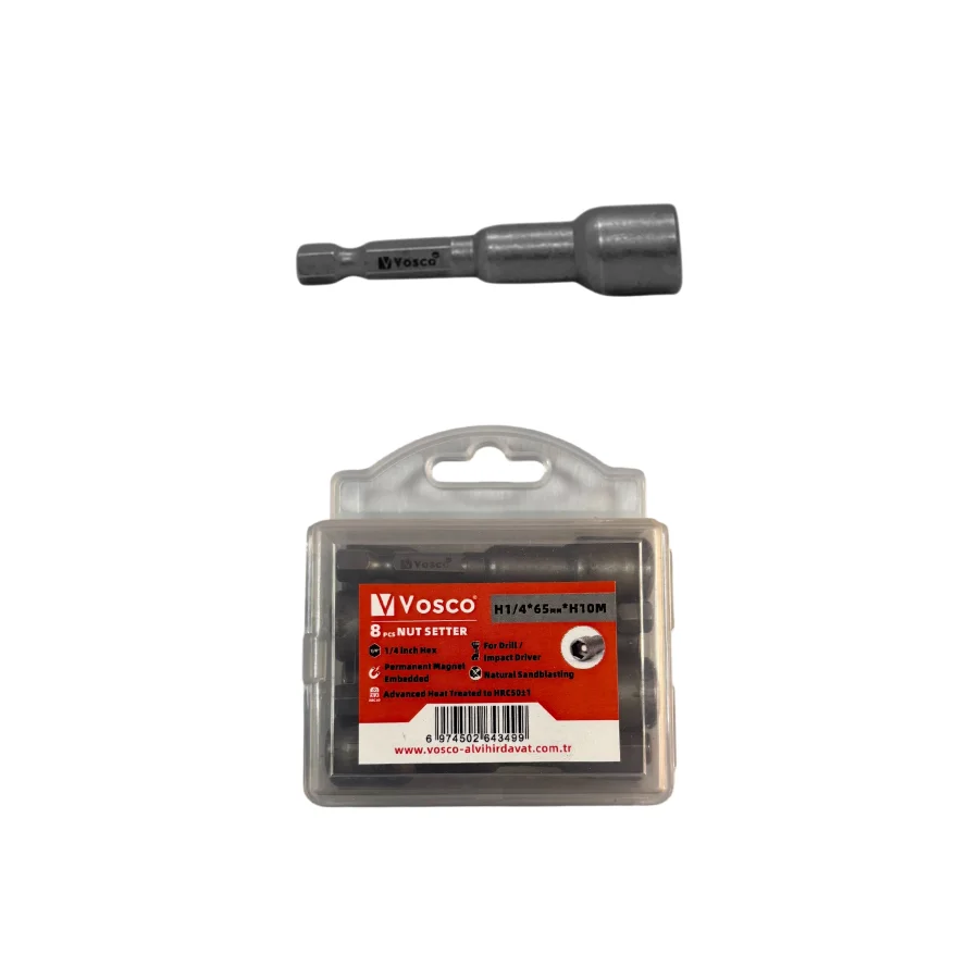 Vandor 10x65 Somun Adaptörü Trapez Bits Uç Kutu 8 Adet