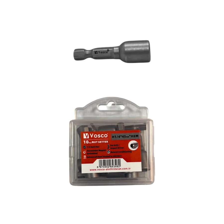 Vandor 8x45 Somun Adaptörü Trapez Bits Uç Kutu 10 Adet