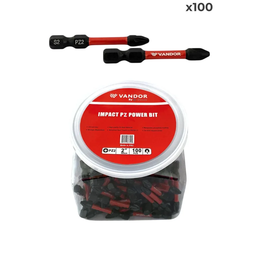 Vandor PZ2x50 Vidalama Ucu İmpact Bits Uç 100lü Kavanoz