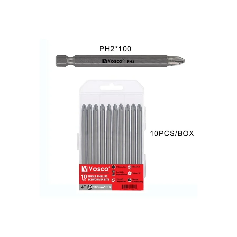 Vandor Standart PH2x100 Vidalama Ucu Bits Uç Kutu 10 Adet