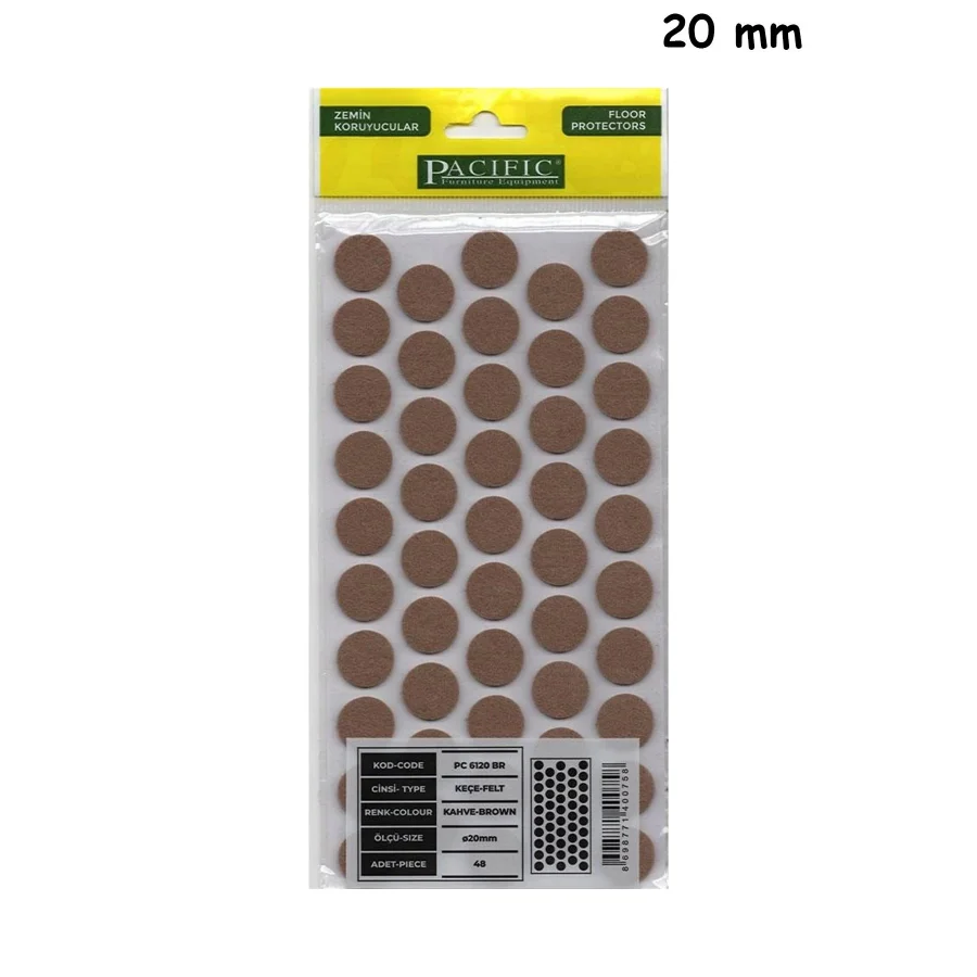 Yapışkanlı Keçe 20 mm Masa Sandalye Parke Zemin Koruyucu