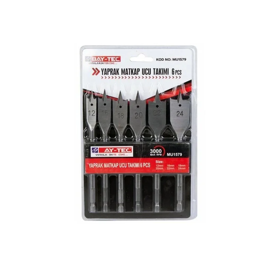 Yaprak Matkap Ucu Seti 6 Parça Ahşap Delici
