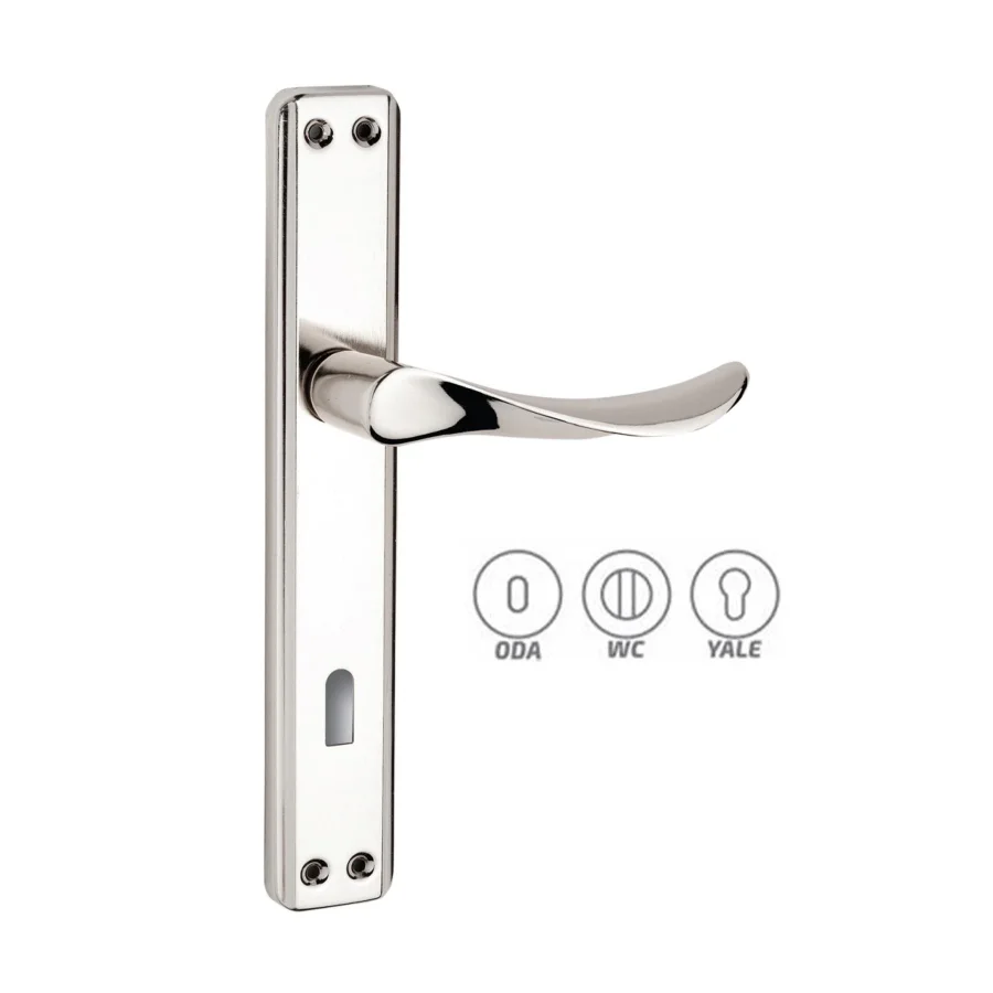 Yaprak Nikel Aynalı Kapı Kolu Takım