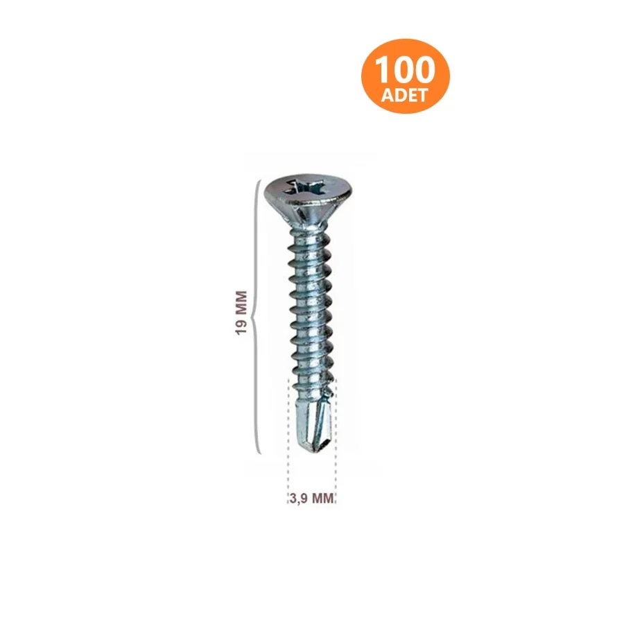 YHB Matkap Uçlu Akıllı Vida 3.9x19 100 Adet