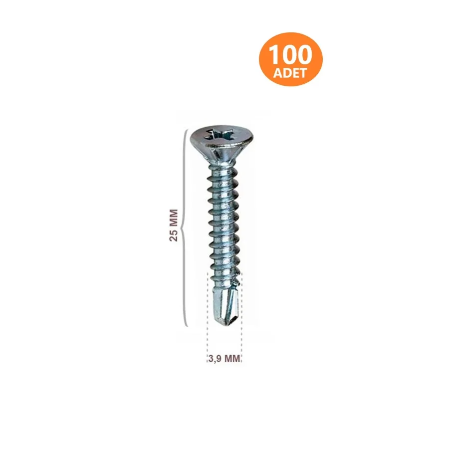 YHB Matkap Uçlu Akıllı Vida 3.9x25 100 Adet