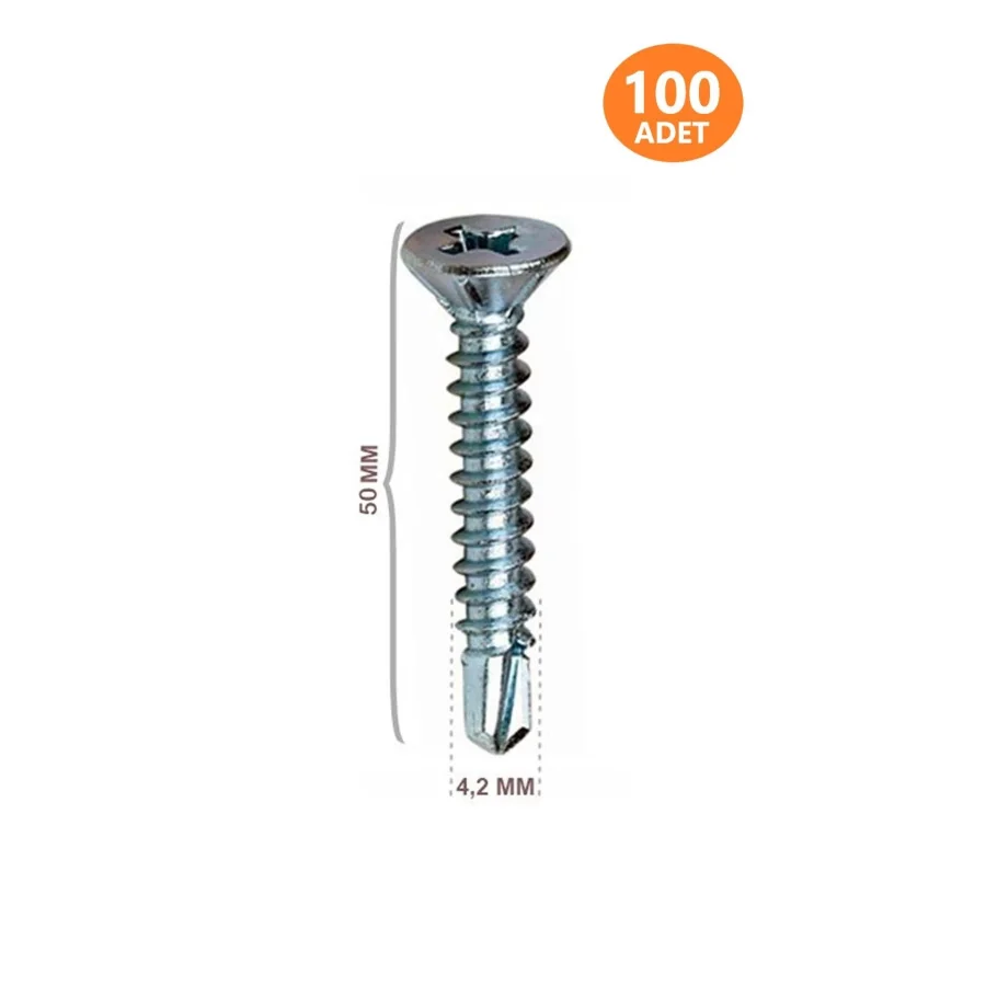 YHB Matkap Uçlu Akıllı Vida 4.2x50 100 Adet