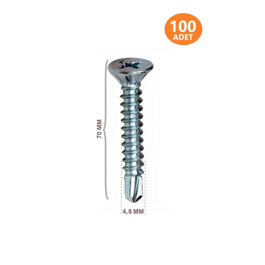 YHB Matkap Uçlu Akıllı Vida 4.8x70 100 Adet