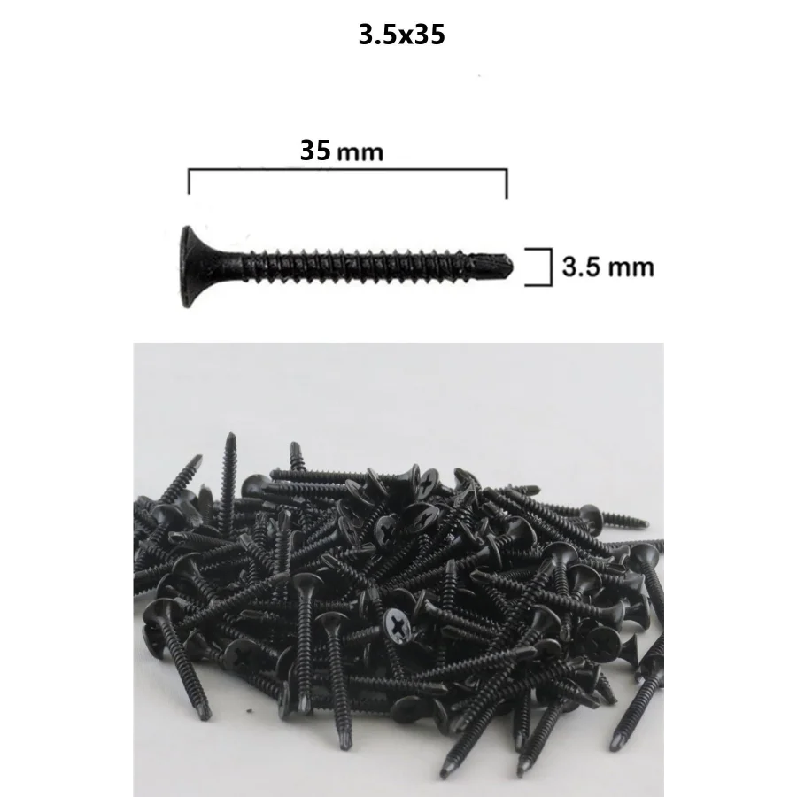 YHB Matkap Uçlu Siyah Alçıpan Vidası 3.5x35 Akıllı Vida 100 Adet