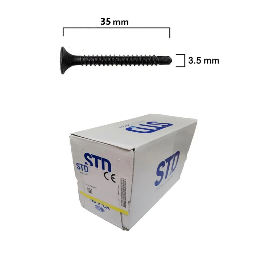 YHB Matkap Uçlu Siyah Alçıpan Vidası 3.5x35 Akıllı Vida Paket 1000 Adet