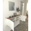 Ahşap Detaylı Beyaz Modern Dresuar, Konsol 120x40x25 Cm