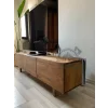 Ahşap Koyu Ceviz Model Devirme Kapaklı Tv Ünitesi 150x45x30 Cm