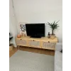Hazeran Detaylı Masif Ahşap Devirmeli 3 Kapaklı Tv Ünitesi Koyu Ceviz 38x55x140 Cm