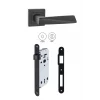 Max Penta Siyah Rozetli Kapı Kolu + Siyah Kilit 40mm 2li Set