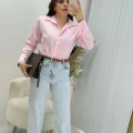 Pembe Pensli slim fit Uzun Kollu Gömlek