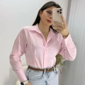 Pembe Pensli slim fit Uzun Kollu Gömlek