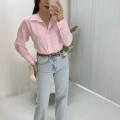 Pembe Pensli slim fit Uzun Kollu Gömlek