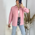 Ağaç Kabuğu Oversize Keten Pembe Gömlek