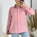 Ağaç Kabuğu Oversize Keten Pembe Gömlek