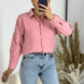 Ağaç Kabuğu Oversize Keten Pembe Gömlek