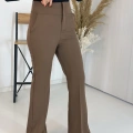 Full Yüksek Bel Kahve İspanyol Kumaş Pantolon