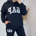 Gap Kapşonlu Siyah Üç İplik Sweat Takım